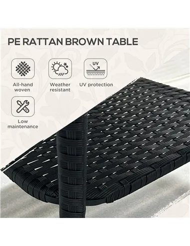 Outsunny Two-tier PE Rattan Square Coffee Table - Black