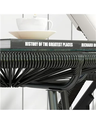 Outsunny Rattan Side Table, Round Outdoor Coffee Table, with Round PE Rattan and Tempered Glass Tabletop for Patio, Garden, Balc