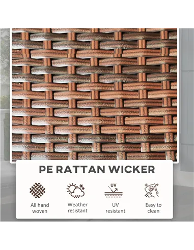 Outsunny Foldable PE Rattan Outdoor Coffee Table, Metal Frame Wicker Round Side Table, Coffee Table Side Table for Lawn, Garden,