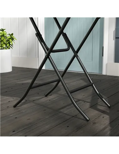 Outsunny Foldable PE Rattan Outdoor Coffee Table, Metal Frame Wicker Round Side Table, Coffee Table Side Table for Lawn, Garden,