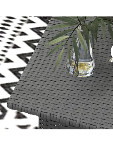 Outsunny Rattan Side Table, Outdoor Coffee Table with Plastic Board Under the Full Woven Table Top for Patio, Garden, Balcony, G