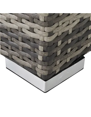 Outsunny Square PE Wicker Rattan Table with Glass Top - Dark Grey