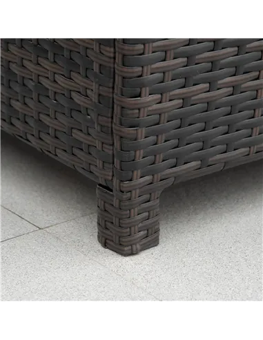 Outsunny Rattan Garden Furniture Side Table Patio Frame Tempered Glass New - Brown