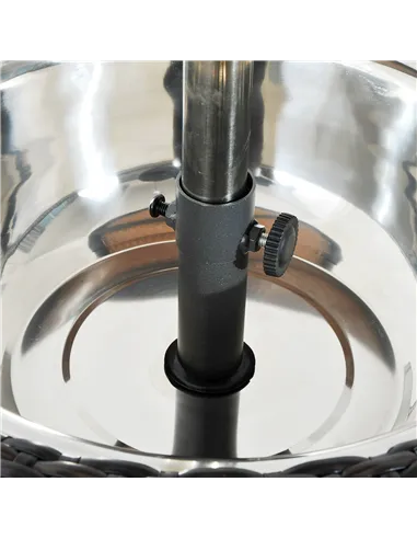 Outsunny PE Rattan Ice Bucket Table, Height Adjustable Liftable Outdoor Drinks Cooler, 52 cm Round Garden Beer Cocktail Table wi