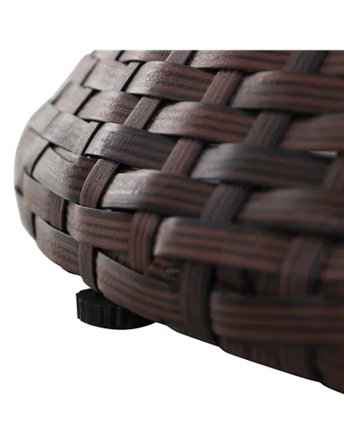 Outsunny PE Rattan Ice Bucket Table, Height Adjustable Liftable Outdoor Drinks Cooler, 52 cm Round Garden Beer Cocktail Table wi