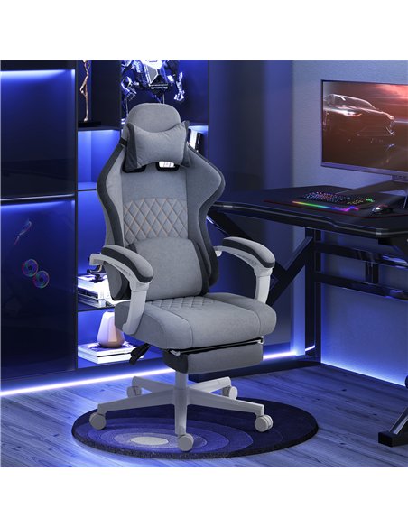 HOMCOM Ergonomic High Back Gaming Chair for Adults, Printed Velvet Computer Recliner Chair with Footrest, Lumbar Support, Adjust