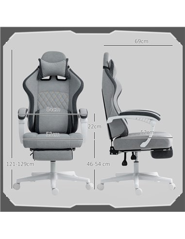 HOMCOM Ergonomic High Back Gaming Chair for Adults, Printed Velvet Computer Recliner Chair with Footrest, Lumbar Support, Adjust