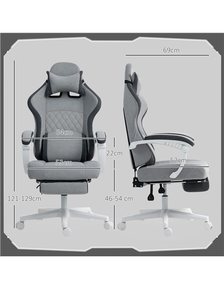 HOMCOM Ergonomic High Back Gaming Chair for Adults, Printed Velvet Computer Recliner Chair with Footrest, Lumbar Support, Adjust