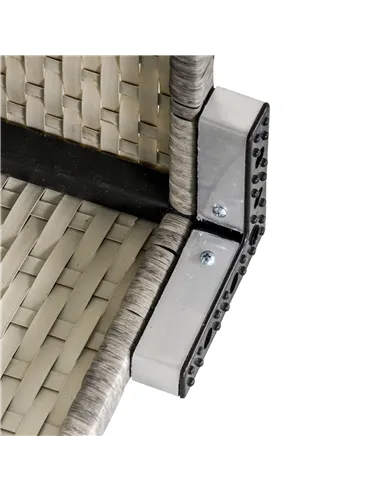 Outsunny Square PE Wicker Rattan Table, with Glass Top - Light Grey