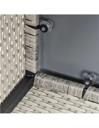 Outsunny Square PE Wicker Rattan Table, with Glass Top - Light Grey