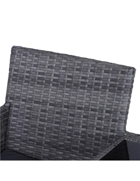 Outsunny 2-Seater PE Rattan Outdoor Garden Bench w/ Centre Table Grey