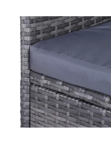 Outsunny 2-Seater PE Rattan Outdoor Garden Bench w/ Centre Table Grey