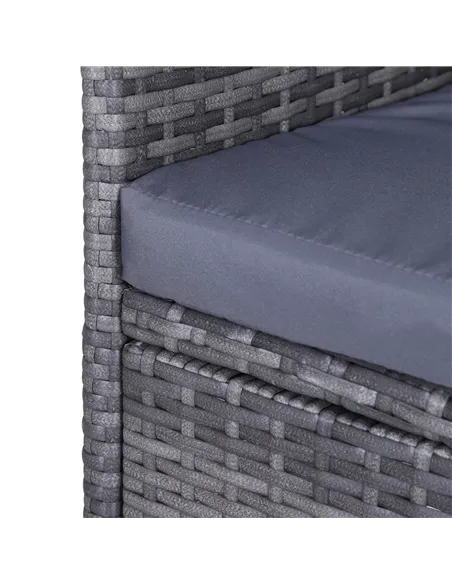 Outsunny 2-Seater PE Rattan Outdoor Garden Bench w/ Centre Table Grey