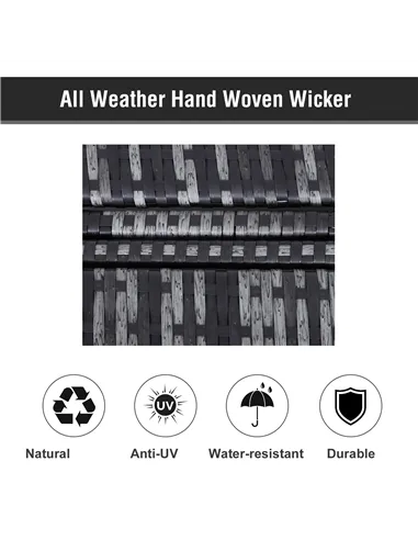 Outsunny 2 Seater Rattan Lounger Adjustable Double Chaise Chair Loveseat w/ Cushion - Grey