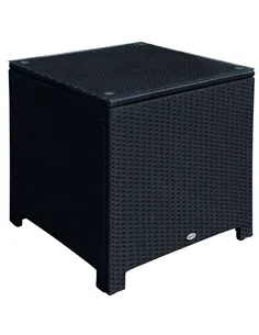 Outsunny PE Wicker Side Table Rattan Garden Furniture with Four Foot Pads, Rust & Mild Weather Damage Resistant, Black