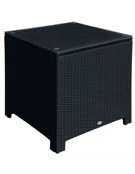 Outsunny PE Wicker Side Table Rattan Garden Furniture with Four Foot Pads, Rust & Mild Weather Damage Resistant, Black