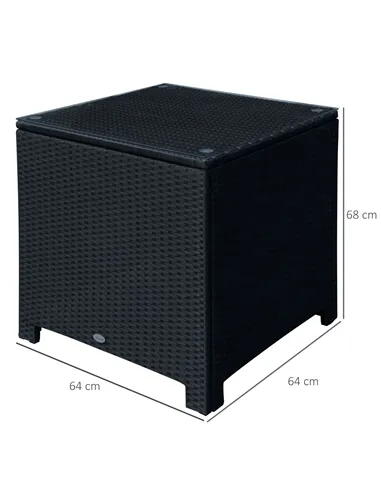 Outsunny PE Wicker Side Table Rattan Garden Furniture with Four Foot Pads, Rust & Mild Weather Damage Resistant, Black