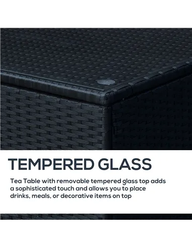 Outsunny PE Wicker Side Table Rattan Garden Furniture with Four Foot Pads, Rust & Mild Weather Damage Resistant, Black