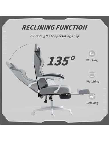 HOMCOM Ergonomic High Back Gaming Chair for Adults, Printed Velvet Computer Recliner Chair with Footrest, Lumbar Support, Adjust