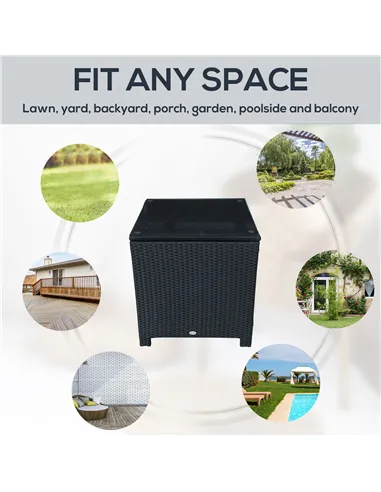 Outsunny PE Wicker Side Table Rattan Garden Furniture with Four Foot Pads, Rust & Mild Weather Damage Resistant, Black