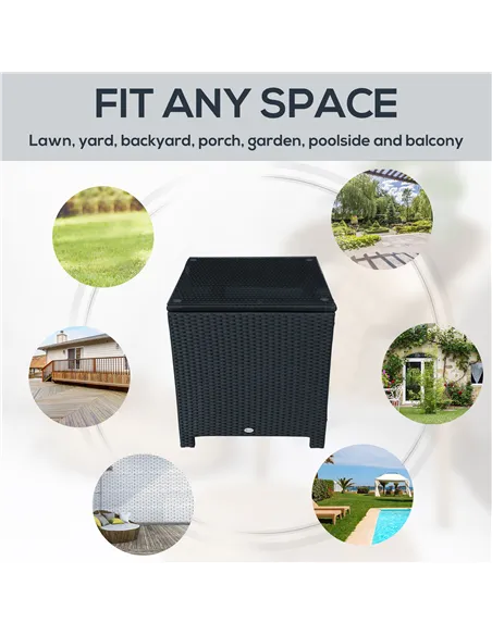 Outsunny PE Wicker Side Table Rattan Garden Furniture with Four Foot Pads, Rust & Mild Weather Damage Resistant, Black