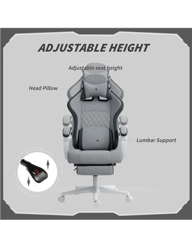HOMCOM Ergonomic High Back Gaming Chair for Adults, Printed Velvet Computer Recliner Chair with Footrest, Lumbar Support, Adjust