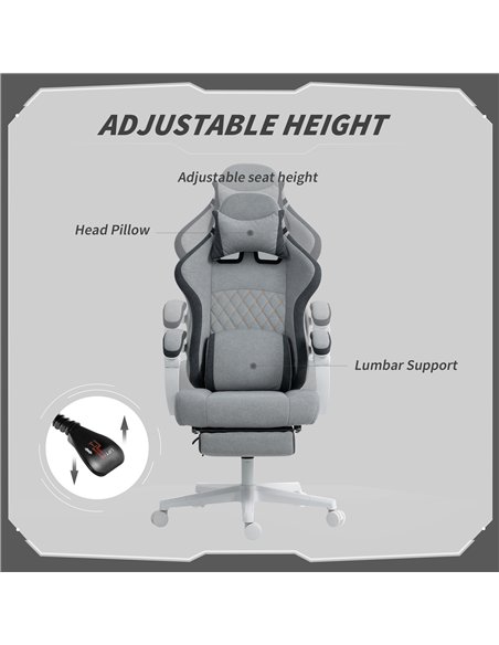 HOMCOM Ergonomic High Back Gaming Chair for Adults, Printed Velvet Computer Recliner Chair with Footrest, Lumbar Support, Adjust