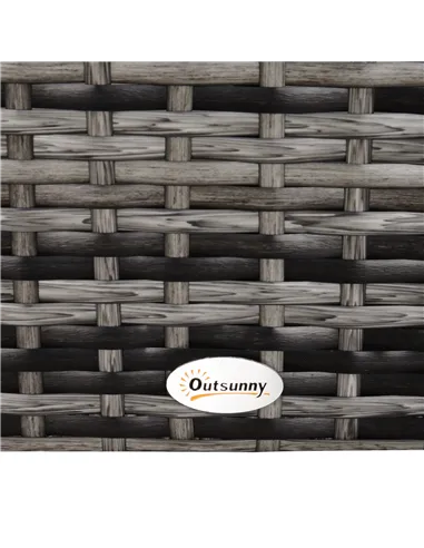 Outsunny Square PE Rattan Garden Table, with Glass Table Top - Grey