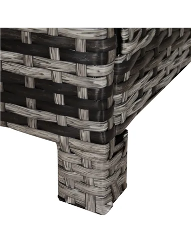 Outsunny Square PE Rattan Garden Table, with Glass Table Top - Grey