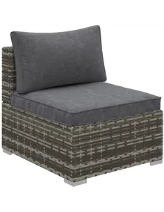 Outsunny Armless Rattan Garden Chair, Outdoor Rattan Chair with Cushions, PE Wicker Garden Furniture with Steel Frame, Adjustabl