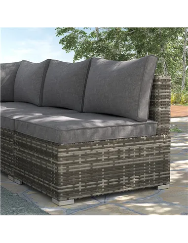 Outsunny Armless Rattan Garden Chair, Outdoor Rattan Chair with Cushions, PE Wicker Garden Furniture with Steel Frame, Adjustabl