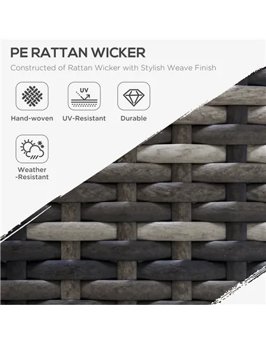 Outsunny Armless Rattan Garden Chair, Outdoor Rattan Chair with Cushions, PE Wicker Garden Furniture with Steel Frame, Adjustabl