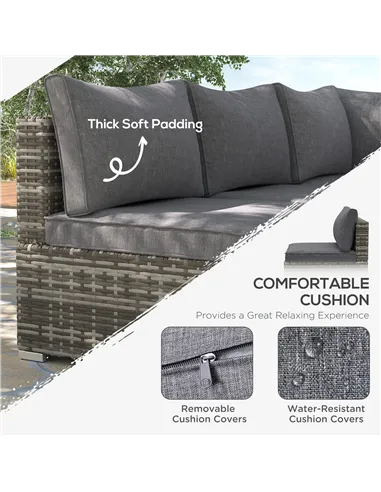 Outsunny Armless Rattan Garden Chair, Outdoor Rattan Chair with Cushions, PE Wicker Garden Furniture with Steel Frame, Adjustabl