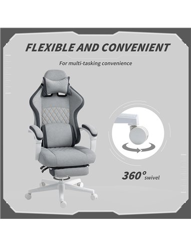 HOMCOM Ergonomic High Back Gaming Chair for Adults, Printed Velvet Computer Recliner Chair with Footrest, Lumbar Support, Adjust