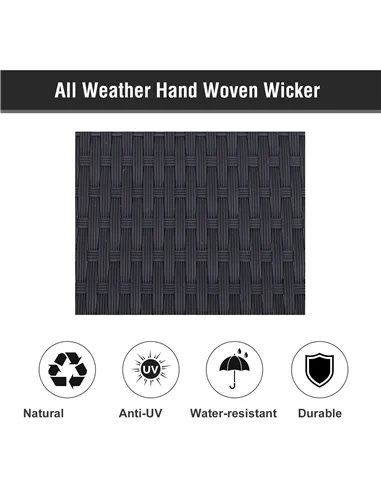 Outsunny 2 Seater Rattan Lounger Adjustable Double Chaise Chair Loveseat w/ Cushion Black