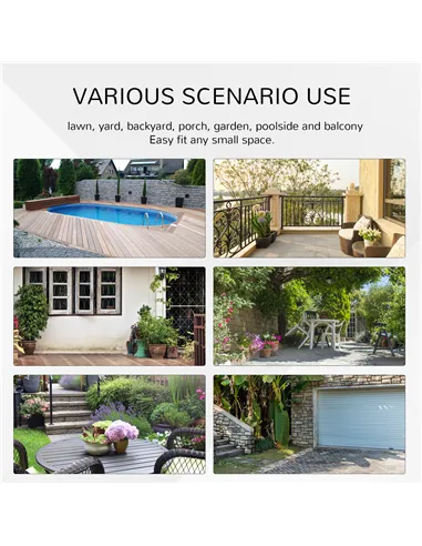 Outsunny Folding Rattan Garden Dining Table, 68 cm Round Rattan Garden Table with Water Ripple Tempered Glass Top, Wicker Edging