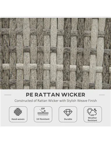 Outsunny Outdoor PE Rattan Gas Fire Pit Table, Patio Square Propane Heater with Rain Cover, Glass Windscreen, and Lava Stone, 50