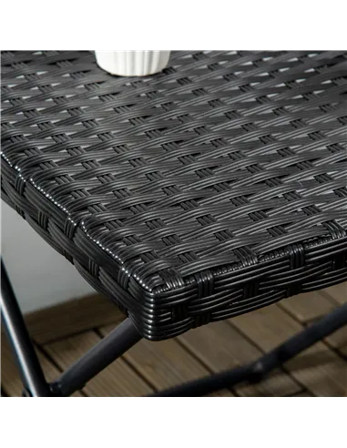 Outsunny Square PE Wicker Rattan Folding Table - Black