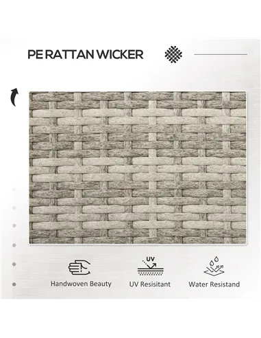 Outsunny Two-Seat Rattan Chair, with Middle Table - Light Grey