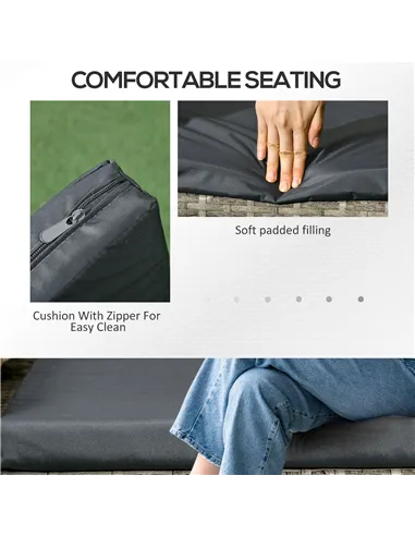 Outsunny Two-Seat Rattan Chair, with Middle Table - Light Grey