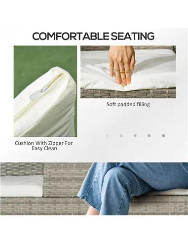 Outsunny Two-Seat Rattan Chair, with Middle Table - Grey