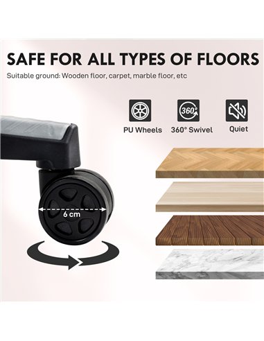 HOMCOM Fabric Gaming Chair with Lumbar Support, Headrest - Pale Pink