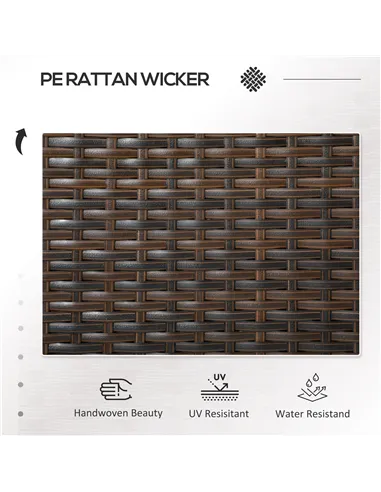 Outsunny Two-Seat Rattan Chair, with Middle Table - Brown