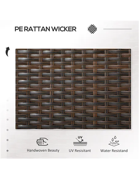 Outsunny Two-Seat Rattan Chair, with Middle Table - Brown