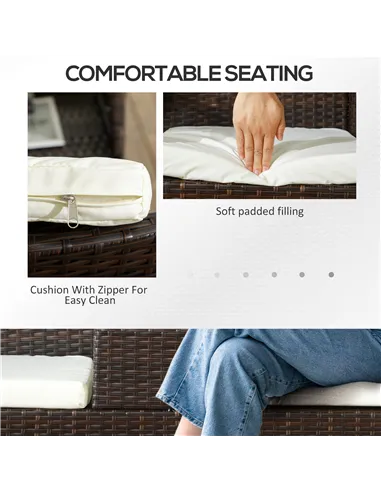 Outsunny Two-Seat Rattan Chair, with Middle Table - Brown