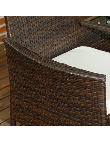 Outsunny Two-Seat Rattan Chair, with Middle Table - Brown
