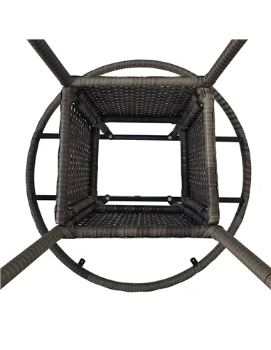 Outsunny 70cm Four-Person Wood-Effect Rattan Table - Grey