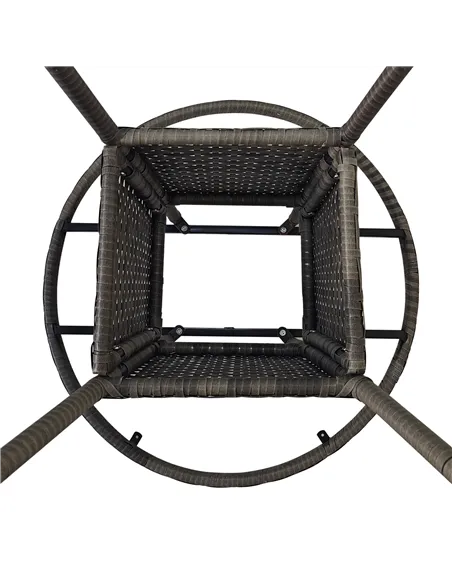 Outsunny 70cm Four-Person Wood-Effect Rattan Table - Grey
