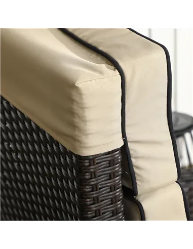 Outsunny Outdoor Recliner Chair with Adjustable Backrest and Footrest, Cushion, Side Tray, Khaki/Brown