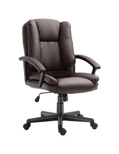 HOMCOM Office Chair, Computer Desk Chair, PU Leather Mid Back Executive Chair with Adjustable Height and Swivel Rolling Wheels f